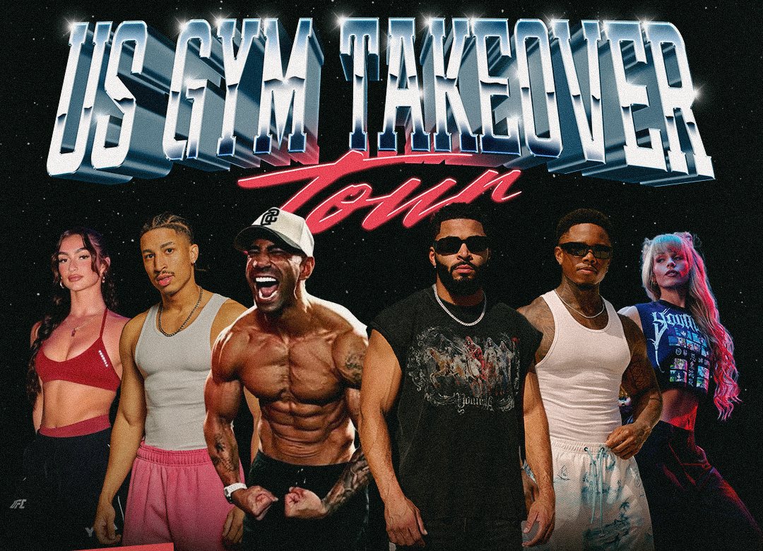 US Gym Takeover Tour artwork with YoungLA athletes